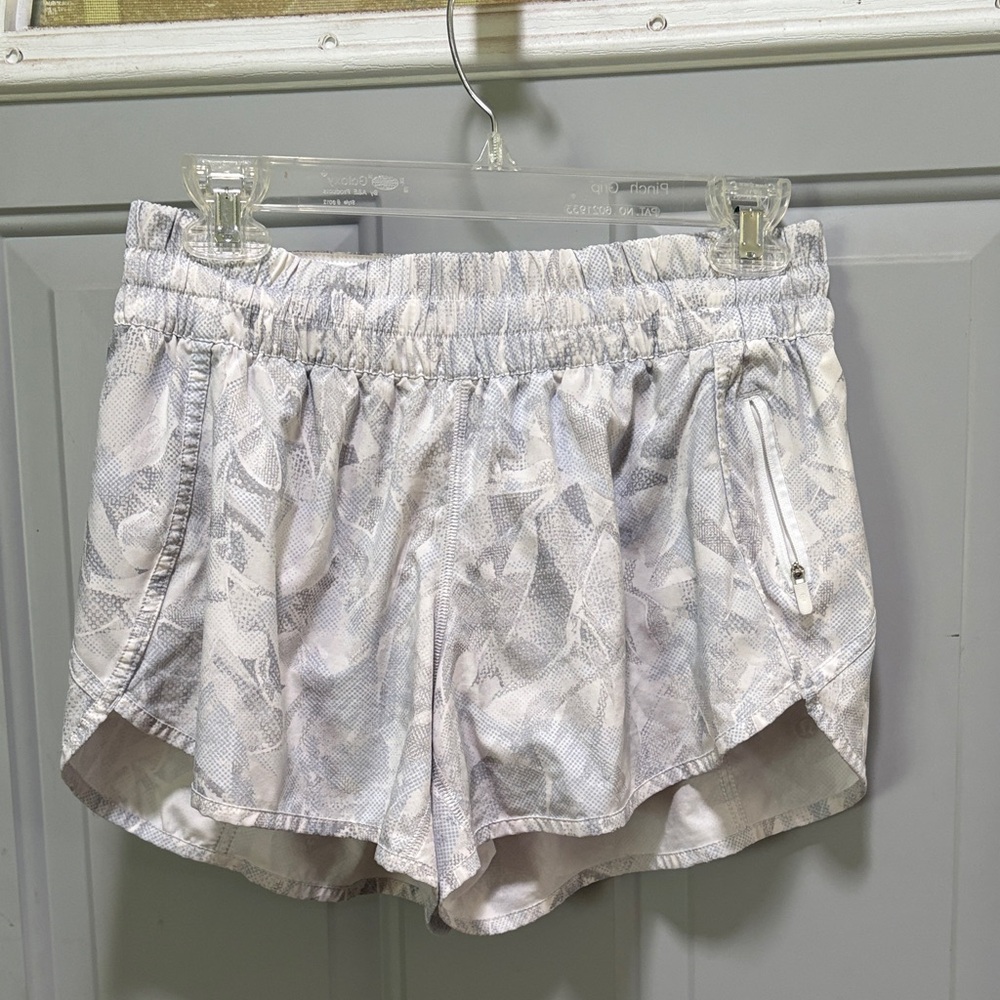 Lululemon Athletica White Patterned Athletic Shorts